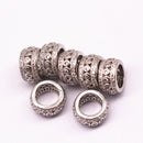 silver plated micro pave zircon flat wheel charm