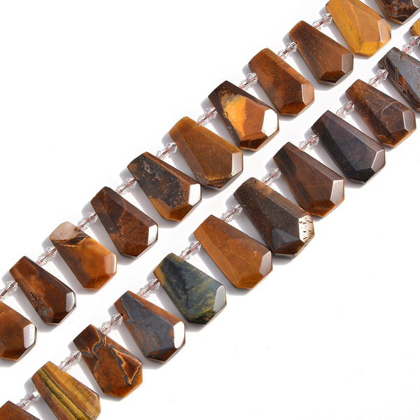 Yellow Tiger's Eye Graduated Faceted Trapezoid Beads 15x20 - 18x27mm 15.5" Strand