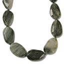 Natural Green Line Jasper Faceted Oval Shape Beads Size 25x38mm 15.5'' Strand