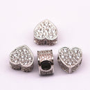 silver plated micro pave zircon heart charmx 