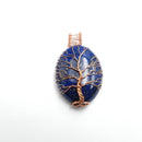 lapis lazuli tree pendant copper wire wrap oval 
