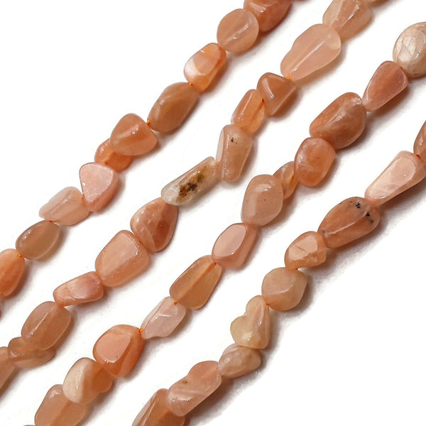 Peach Moonstone Pebble Nugget Beads Size Approx 6x8mm 15.5'' Strand