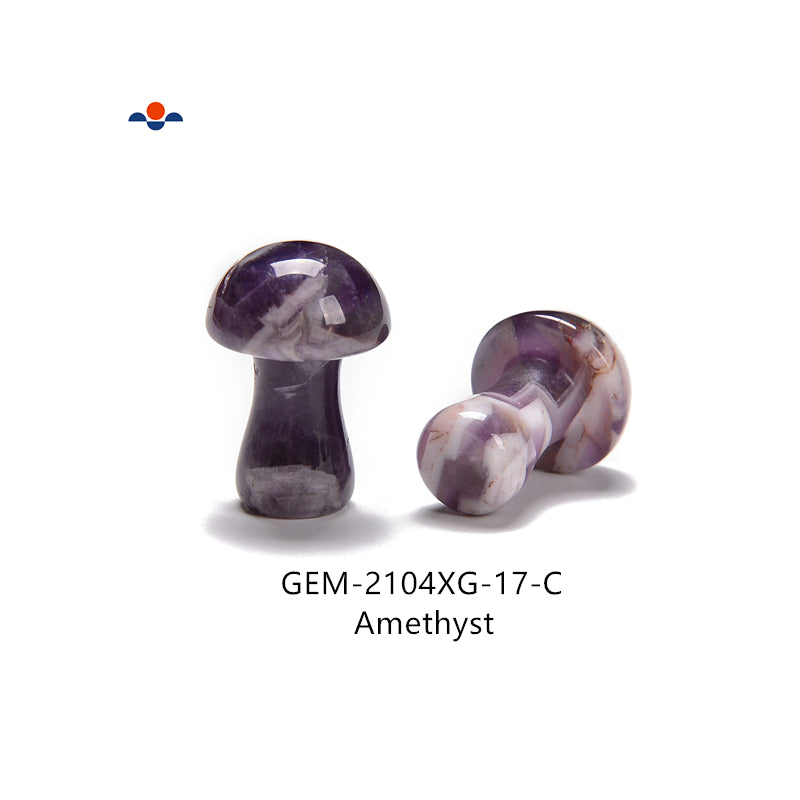 Natural Gemstone Crystal Polished Shape Mushrooms 1" Inch Sold Per Pair Rose Quartz, Clear Quartz, Amethyst, Howlite, Obsidian, Kiwi Jasper