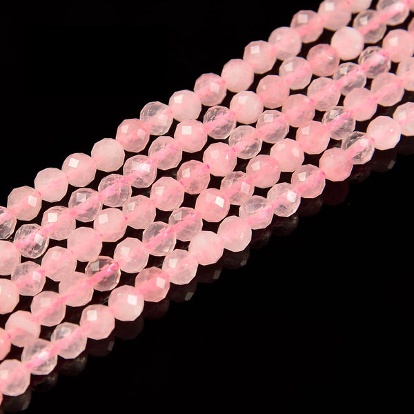 Natural Rose Quartz Faceted Round Beads 2mm 3mm 4mm 5.5mm 15.5" Strand