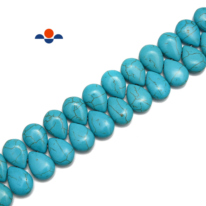Blue Howlite Turquoise Teardrop Top Drill Beads Size 10x14mm 13x18mm 15.5"Strand