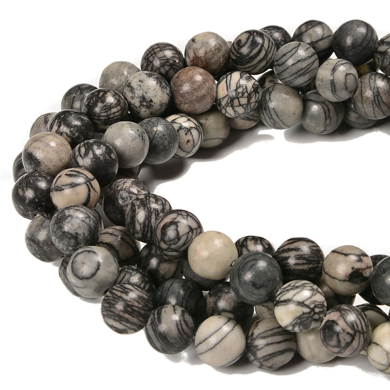 Silk Stone Web Jasper Smooth Round Beads Size 6mm 8mm 10mm 12mm 15.5'' Strand