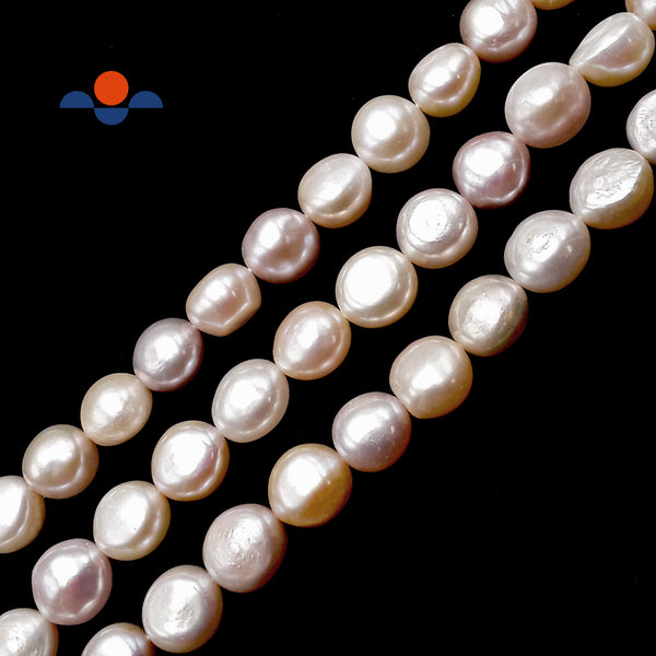 Multi Peach Pink Fresh Water Pearl Pebble Nugget Button Beads 12-13mm 15.5"Strnd