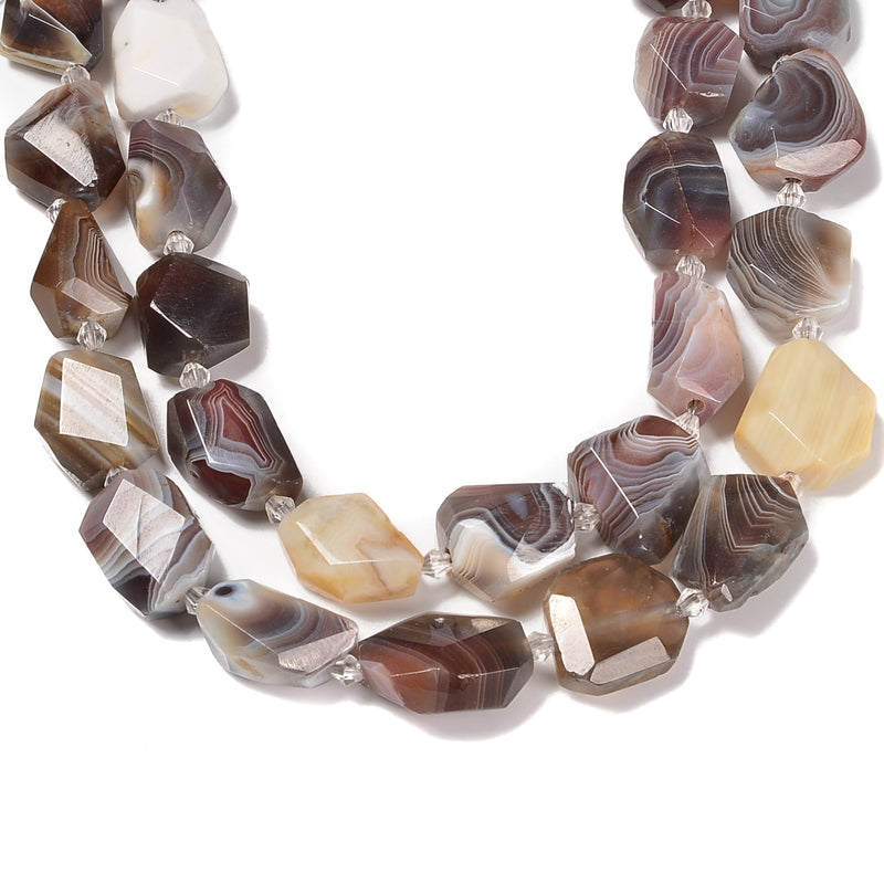 Gray Botswana Agate Faceted Nugget Chunk Beads Size 15-20mm 15.5'' Strand
