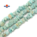 Green Amazonite Rough Nugget Chunks Center Drill Beads Approx 9x19mm 15.5"Strand