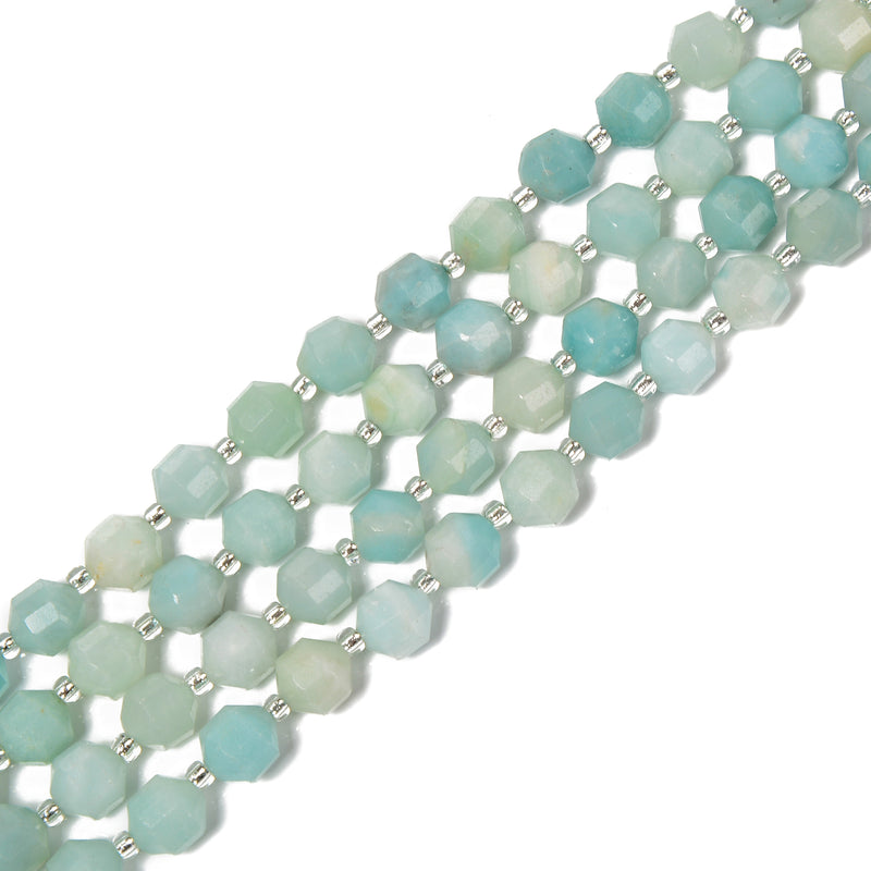 Natural Amazonite Prism Cut Double Point Beads Size 7x8mm 15.5'' Strand