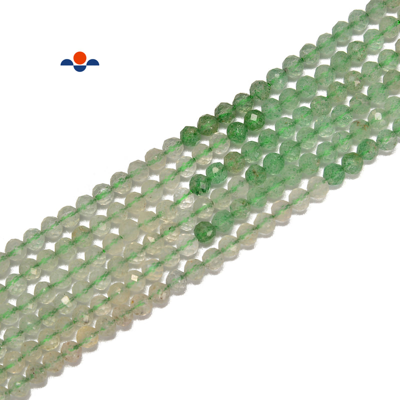 Gradient Green Strawberry Quartz Faceted Round Beads Size 3mm 15.5'' Strand