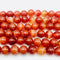 large red Striped agate smooth round beads