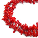 Red Bamboo Coral Irregular Branch Sticks Points Beads Size 5-8mm 15.5" Strand