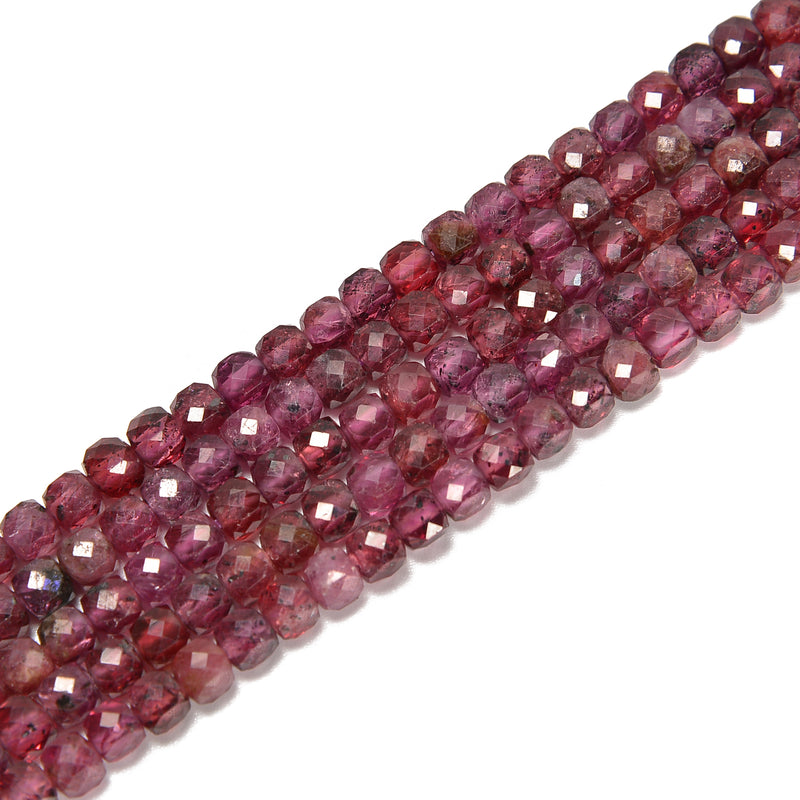 Natural Mozambique Garnet Faceted Cube Beads Size 4mm 15.5'' Strand