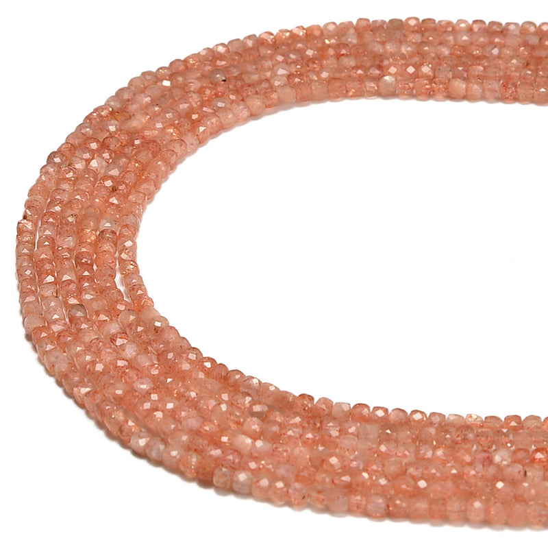Natural Sunstone Faceted Cube Beads Size 2.5mm 15.5'' Strand