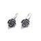 925 Sterling Silver Anti-Silver Rose Shape Earring Hook 9x18.5mm 4 Pcs Per Bag