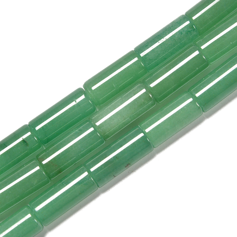 Green Aventurine Cylinder Tube Beads Size 8x17mm 15.5'' Strand