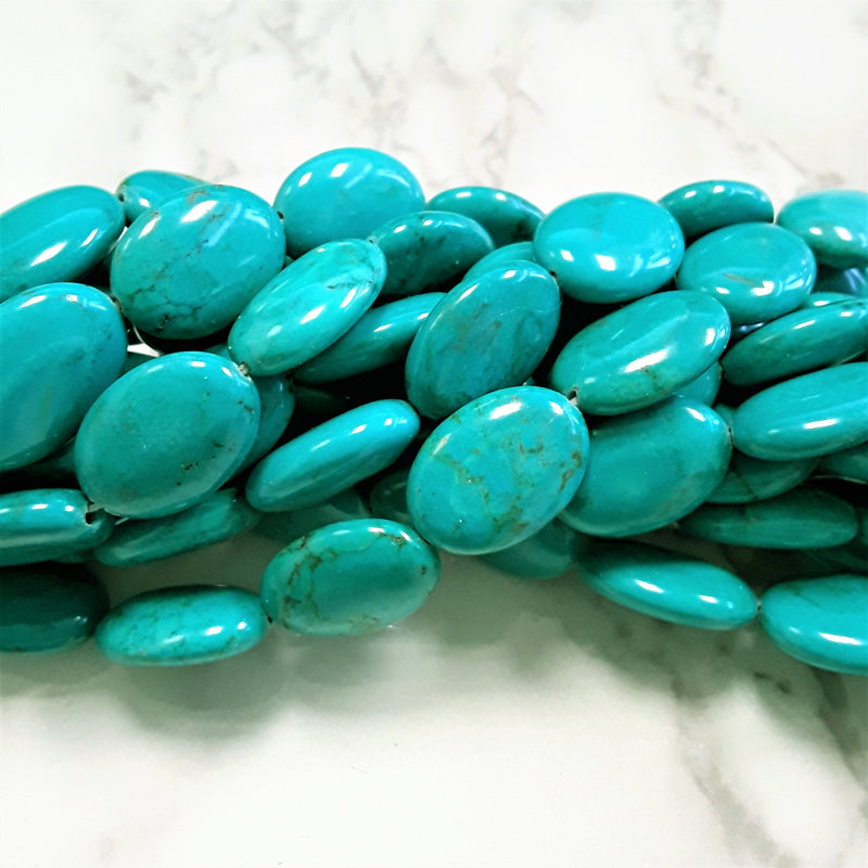 turquoise flat oval shape beads 