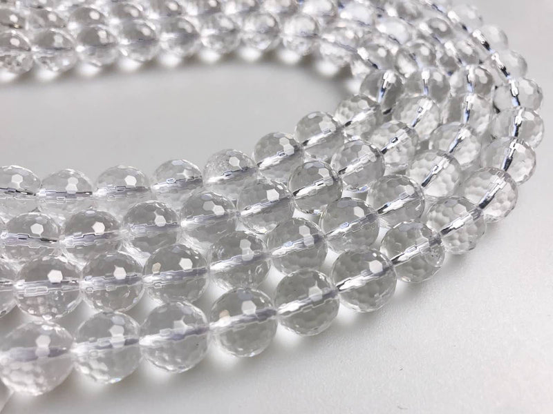 clear quartz faceted round beads