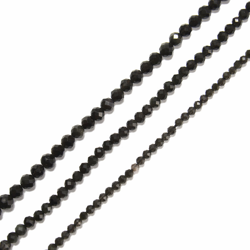Natural Rainbow Obsidian Faceted Round Beads Size 2mm 3mm 4mm 15.5'' Strand