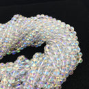 clear quartz ab coat smooth round beads 