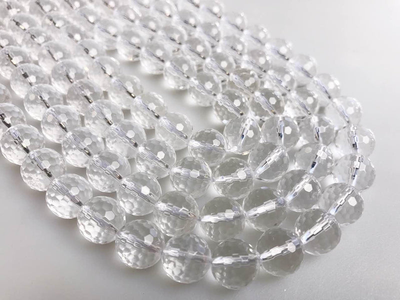 clear quartz faceted round beads