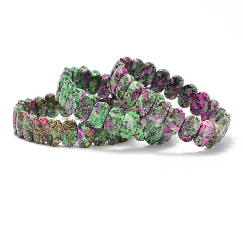 synthetic ruby zoisite faceted oval bracelet bangle