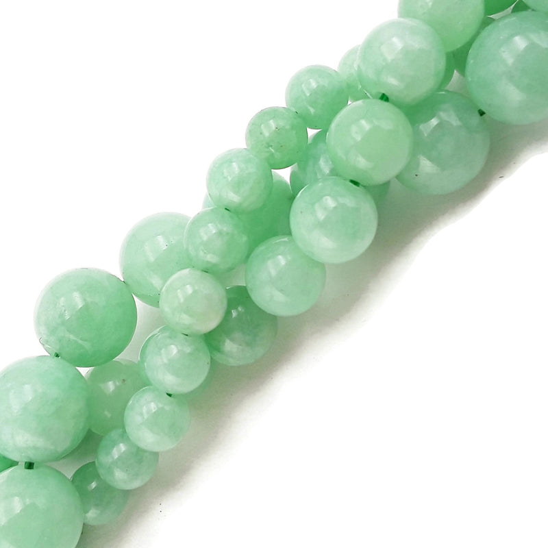 cloudy emerald green dyed jade smooth round beads