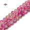 Pink Glass Fuchsia Splash Smooth Round Beads Size 14mm 15.5" Strand
