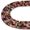 Natural Multi Color Tourmaline Faceted Rondelle Beads Size 3.5x5mm 15.5'' Strand