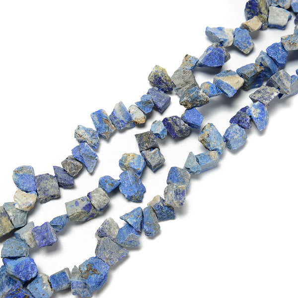 Natural Lapis Rough Nugget Chunks Top Drill Beads 8-12mm x 12-15mm 15.5'' Strand