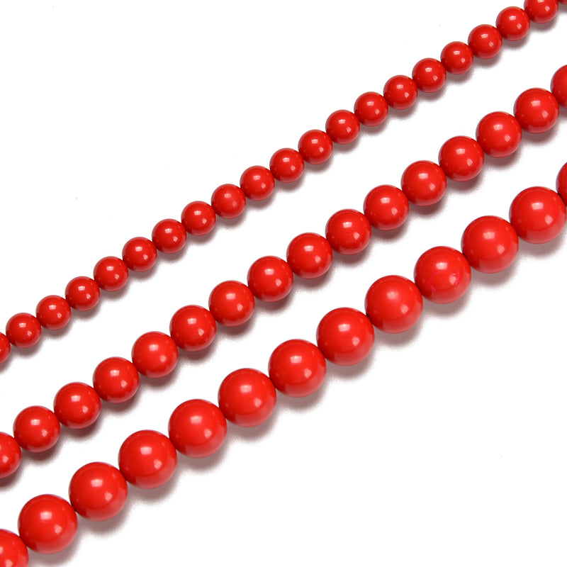 Red Cinnabar Smooth Round Beads Size 6mm 8mm 10mm 15.5'' Strand