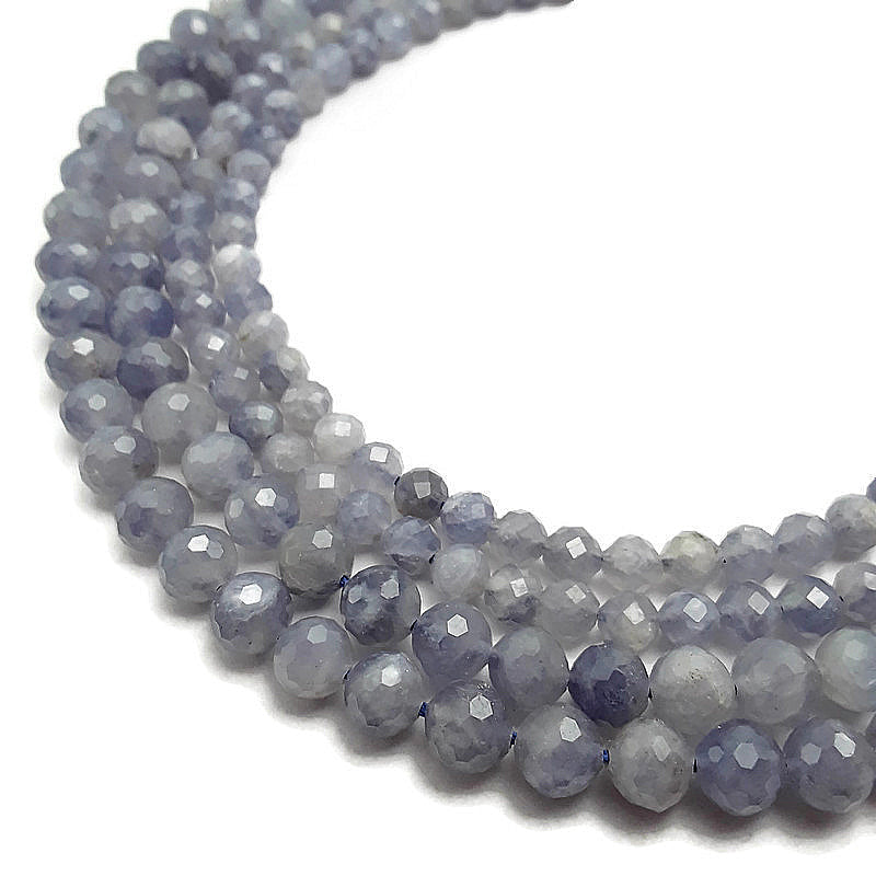 natural iolite faceted round beads