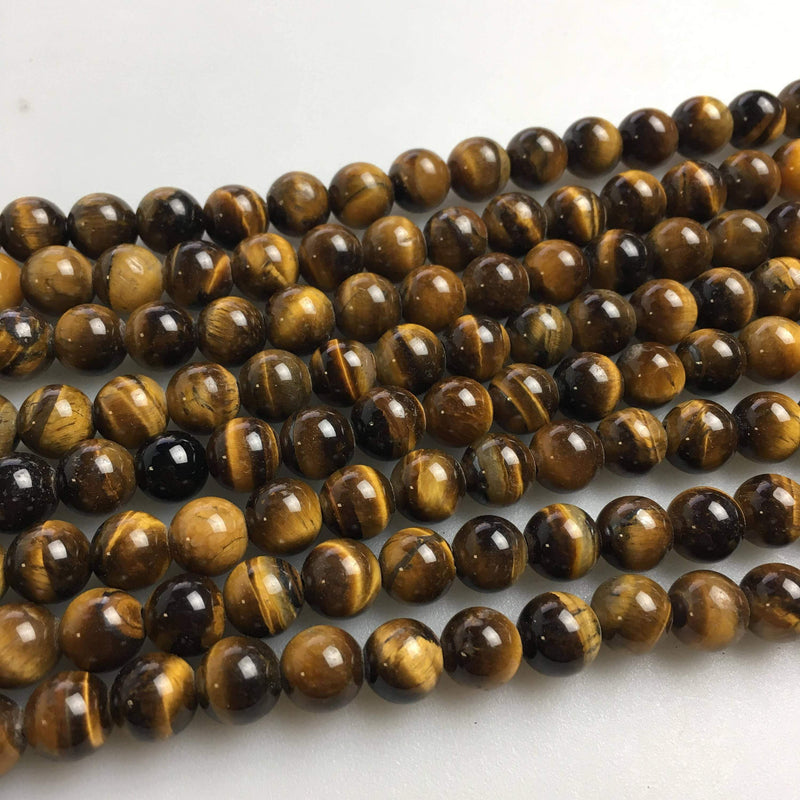 large hole yellow Tiger's eye smooth round beads