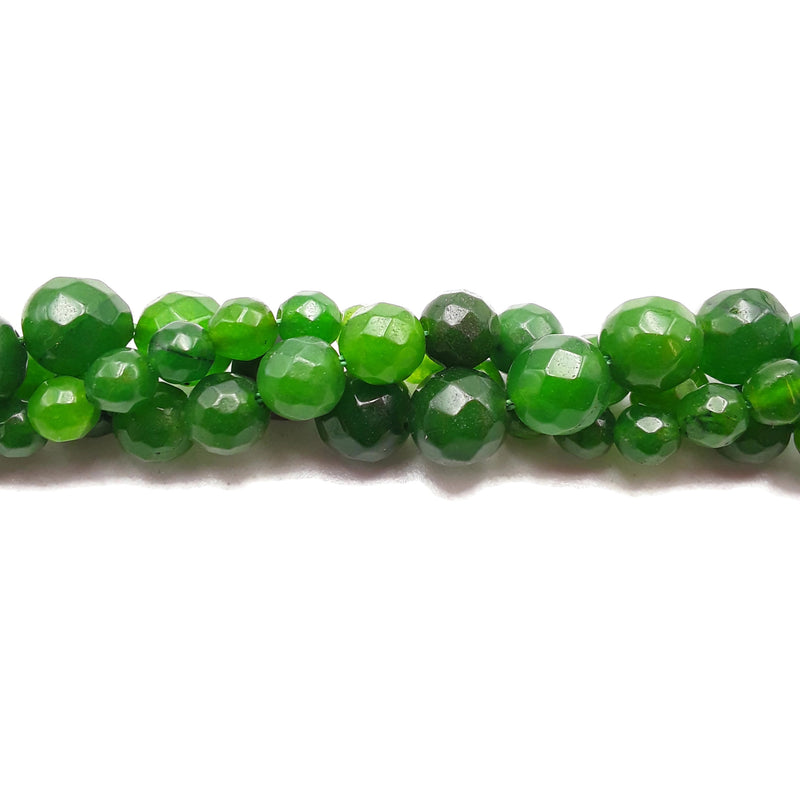 Dark Green Dyed Jade Faceted Round Beads Size 6mm 8mm 10mm 15.5" Strand