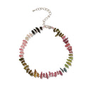 Watermelon Tourmaline Foot Chain with Silver Plated Clasp 10.5" Length