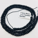 black onyx faceted rondelle beads 