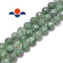 green rutilated quartz faceted round beads 