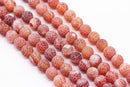 red fire agate Crackled matte round beads 
