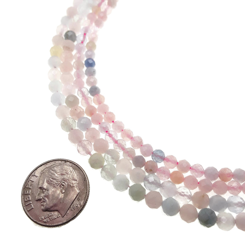morganite faceted round beads