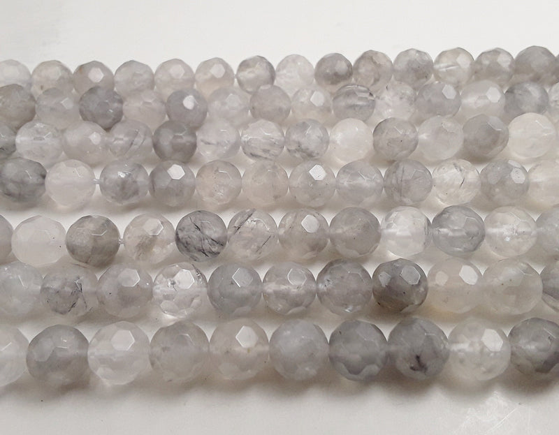 cloudy quartz big faceted round beads