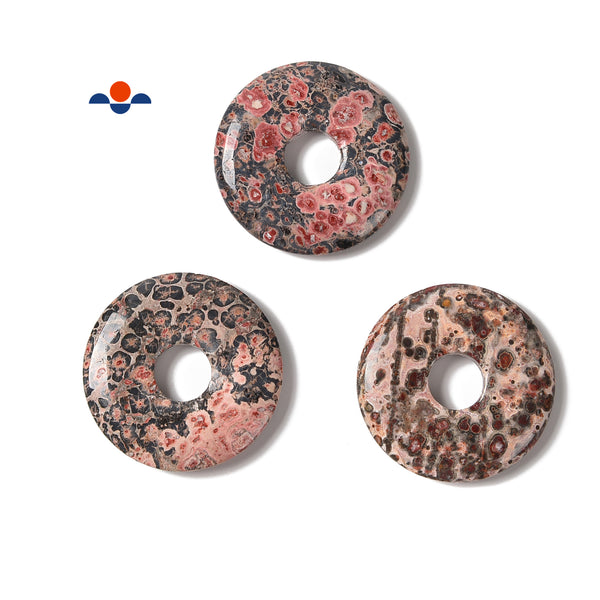 Natural Leopard Skin Donut Circle Pendant Size 35mm 45mm Sold Per Piece
