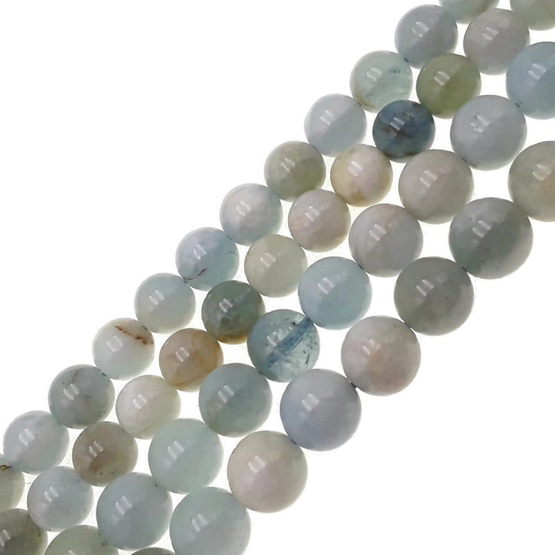 multi blue aquamarine smooth round beads