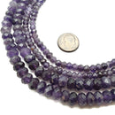 Natural Amethyst Faceted Rondelle Beads 4x6mm 5x8mm 15.5" Strand