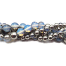 Silver & Blue Coated Opalite Smooth Round Beads 8mm 12mm 15“ Strand
