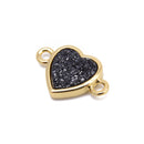 8 Colors Druzy Agate Crystal Gold Edge Heart Connector Pendant Charm Size11x11mm