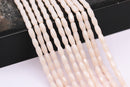 peach pink crystal glass faceted rice tube beads 