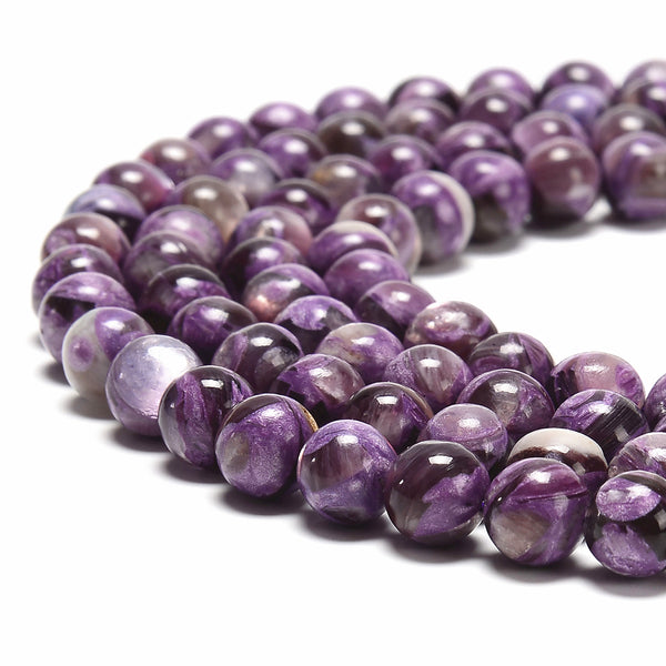 Natural Purple Mica Smooth Round Beads Size 6mm 8mm 10mm 15.5'' Strand