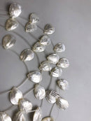 white mop shell smooth flat teardrop beads 