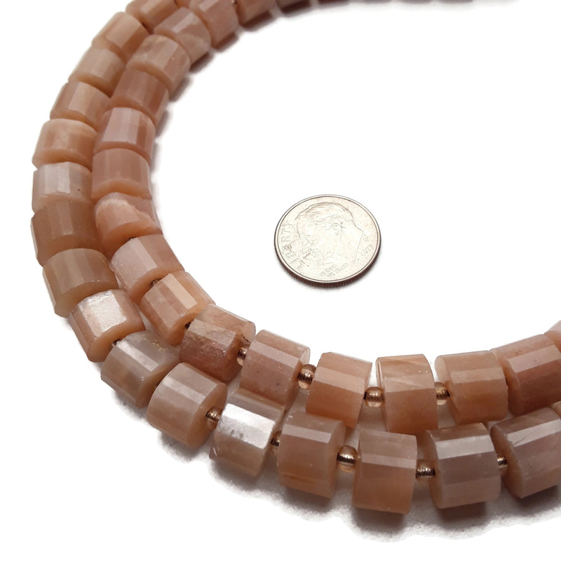 Light Peach Moonstone Faceted Rondelle Wheel Disc Beads Approx 8-9mm 15.5"Strand
